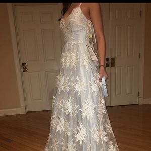 Size: 2 Prom Dress Light Blue and White